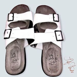 Life Stride Ellway W Open Toe Synthetic Slides Sandal 8.5 White